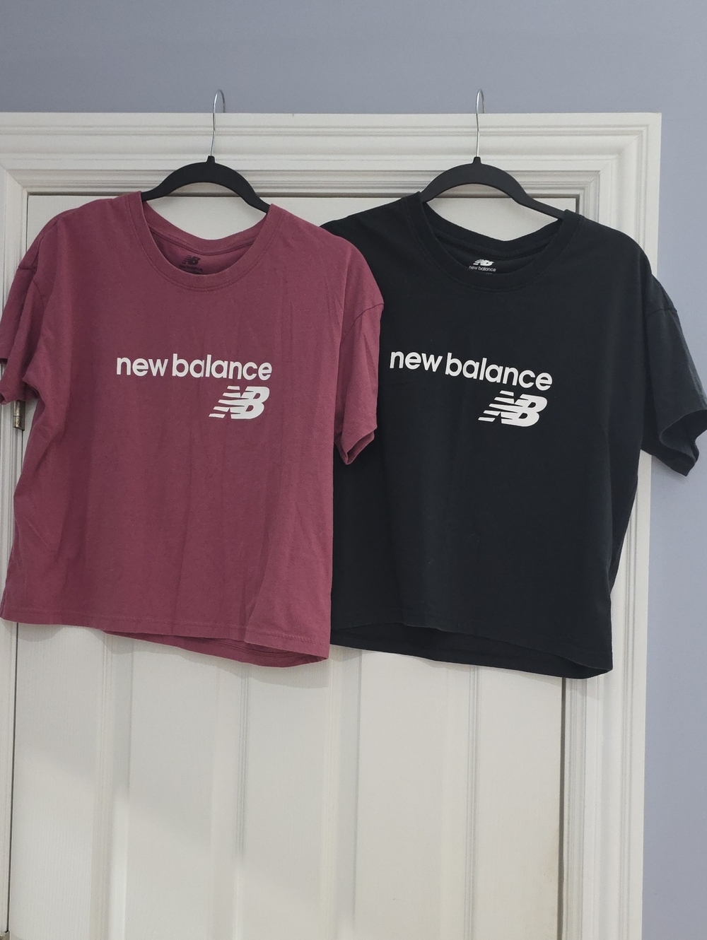 New Balance Black and Mauve Loose Boxy Crew-Neck Logo Tees